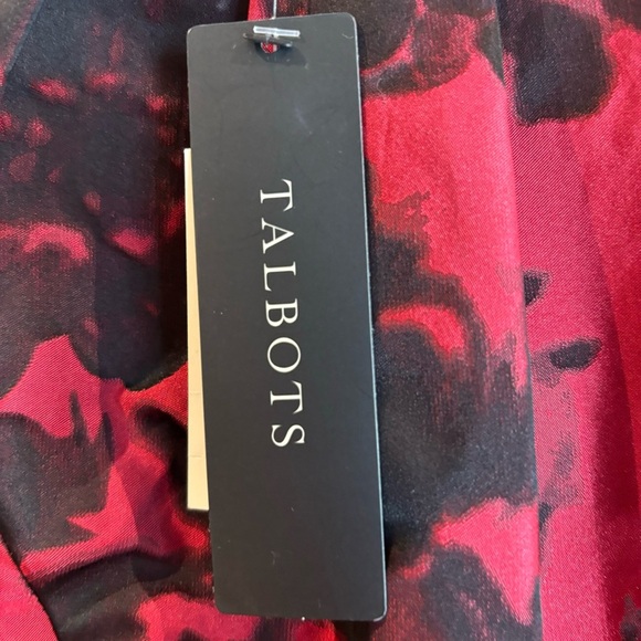 TALBOTS SZ 4 Fitted Pleated Bodice Gathered Skirt Rose Pattern Lined Dress NEW - Picture 7 of 13